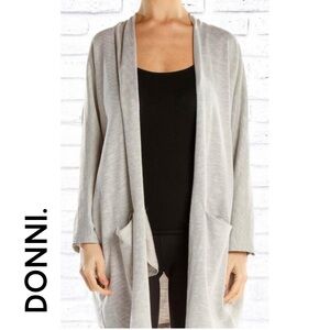 DONNI. Light Gray & Cream Women's Ribbed Slouchy Cardigan
